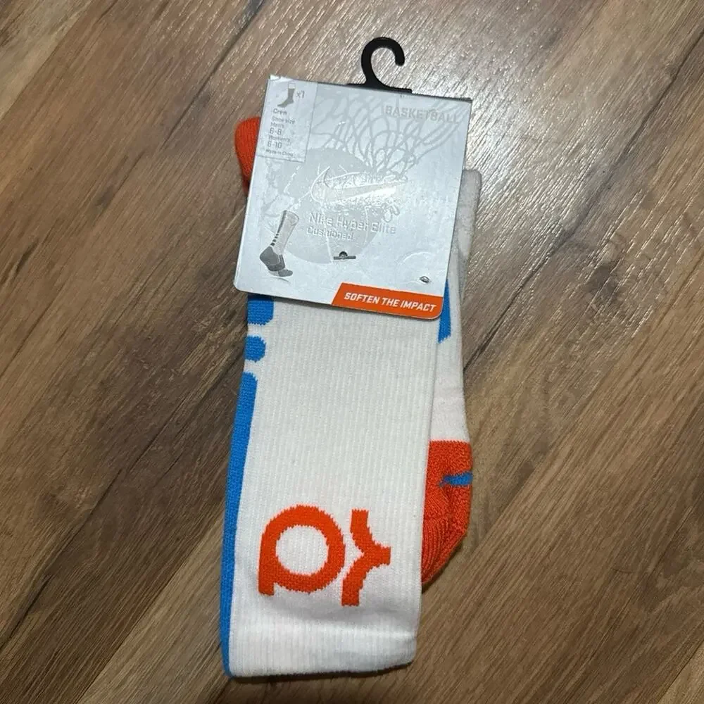 2013 Nike KD Hyper Elite Cushioned EZU-062014 Dri-Fit Orange Blue Crew Socks